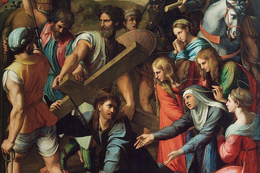 Ο Χριστός λυγίζει από το βάρος του σταυρού. Πίνακας του ζωγράφου Ραφαήλ